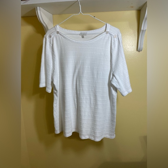 Ralph Lauren White 3/4 Sleeve Ribbed Tee - Picture 1 of 8